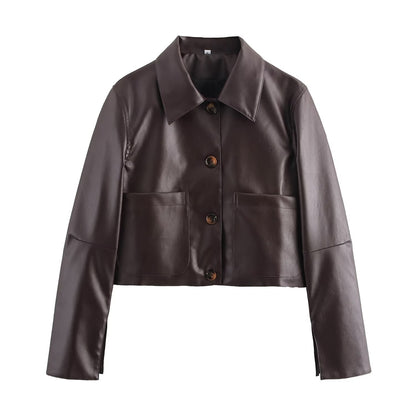 Men's Leather Jacket Plain Brown