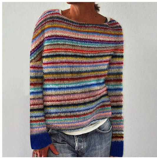 Women's Knit Sweater Soft Acrylic Pullover Beige - Fashinoza