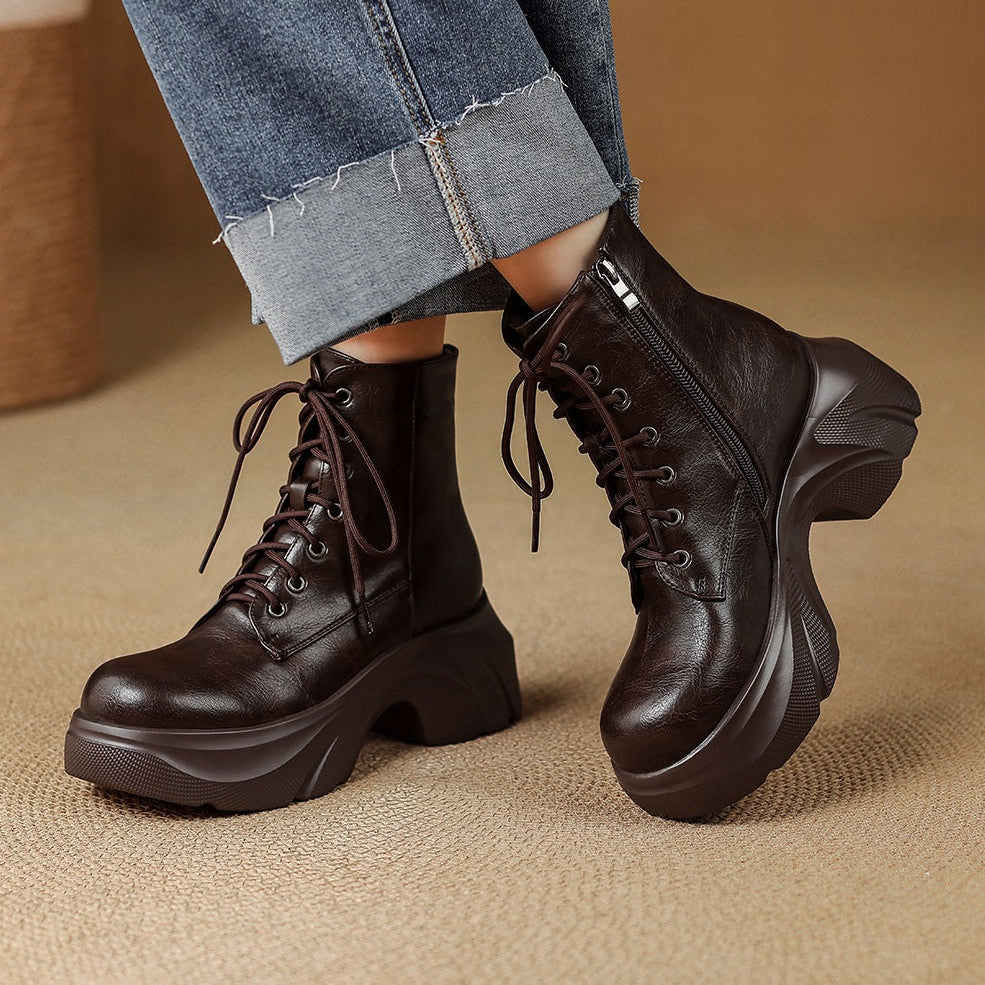 Women's Platform Combat Boots - 
Fashinoza