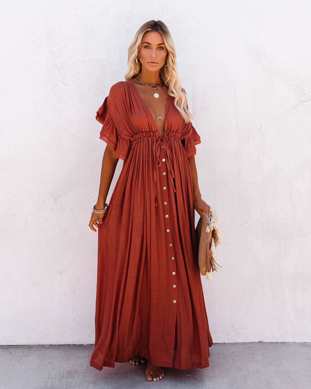 Women's V Neck Beach Cover Up Flowy
