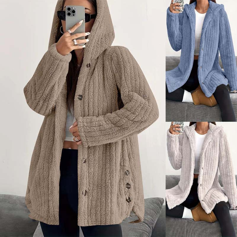 Women's Hooded Cable Knit Cardigan
