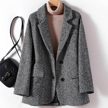 Women's Relaxed Fit Geometric Blazer Comfortable - 
Fashinoza