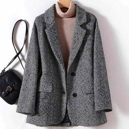 Women's Relaxed Fit Geometric Blazer Comfortable - 
Fashinoza