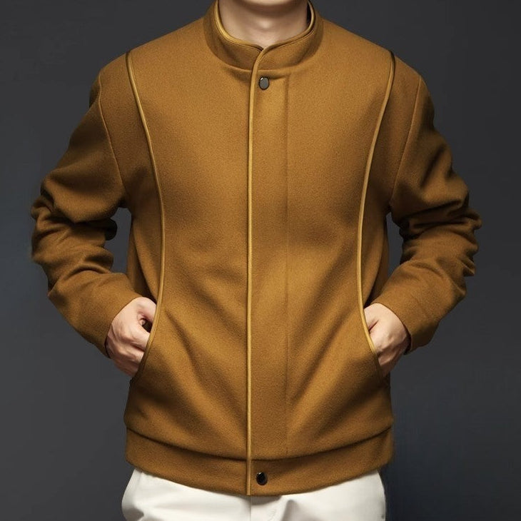 Men's Stand Collar Leather Jacket - 
Fashinoza