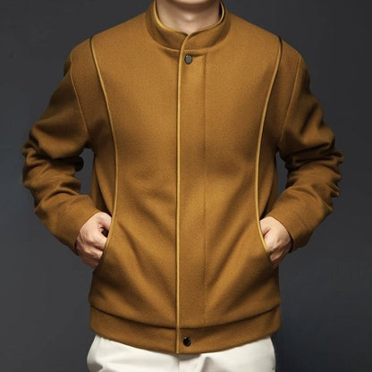 Men's Stand Collar Leather Jacket - 
Fashinoza
