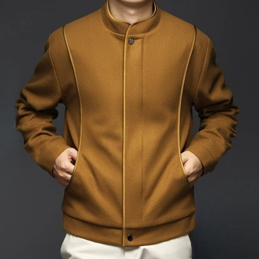 Men's Stand Collar Leather Jacket - 
Fashinoza