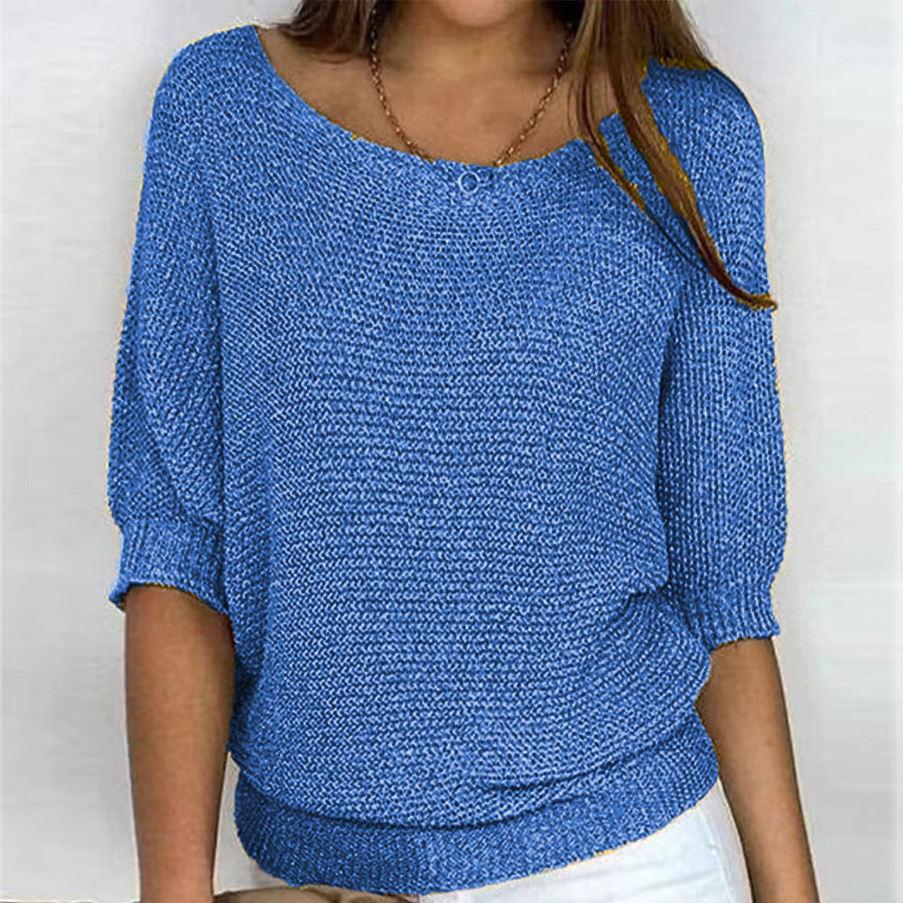 Women's Crew Neck Knitted Sweater
