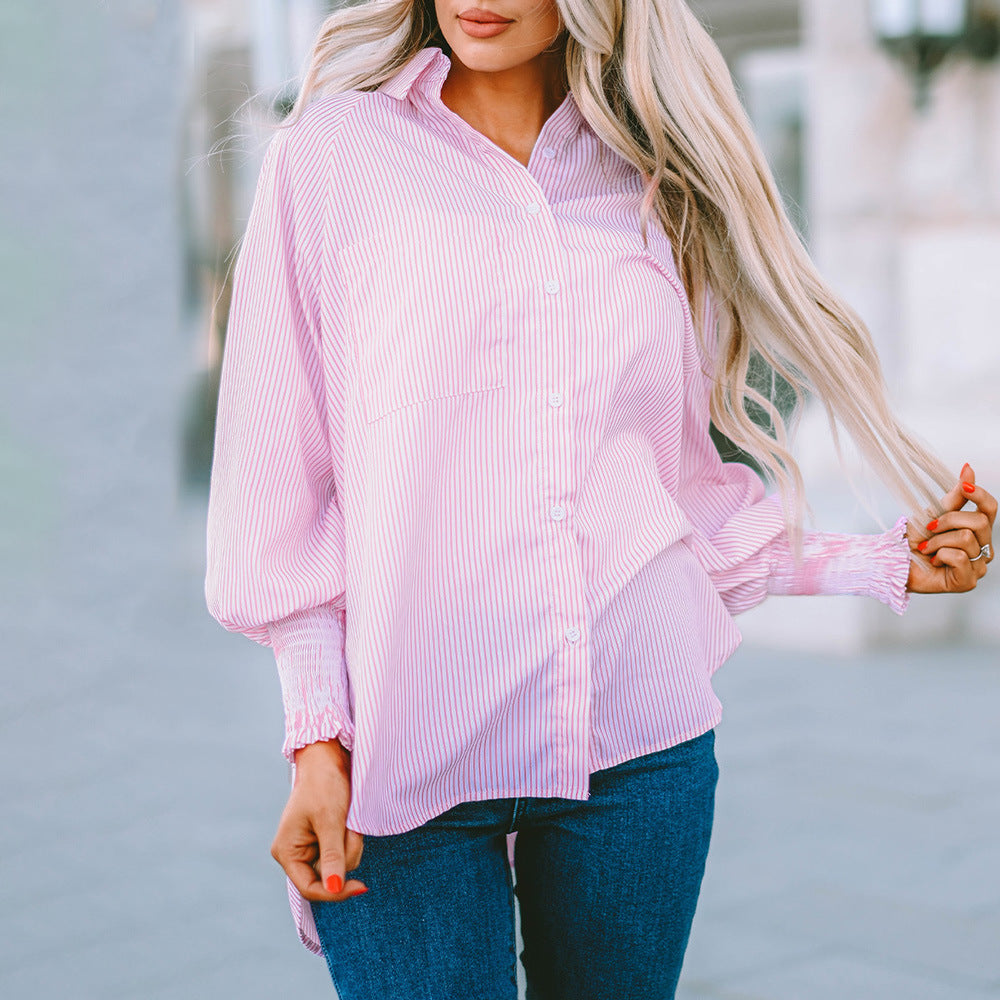 Women's Striped Long Sleeve Button Down Shirt