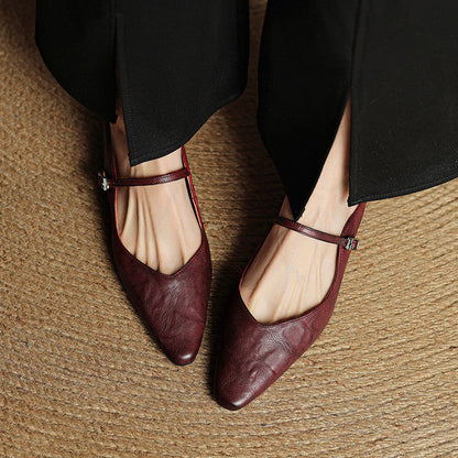 Women's Pointed Toe Mules Single Strap Buckle Black