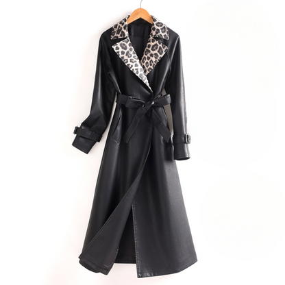 Women's Leather Trench Coat - 
Fashinoza