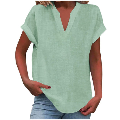 Women's Short Sleeve V-Neck Blouse