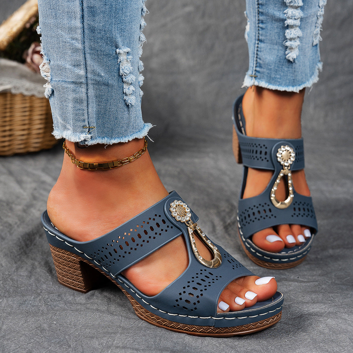 Women's Orthopedic Rhinestone Flat Sandals