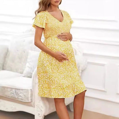 Women's Maternity Empire Waist Dress Spring - Fashinoza