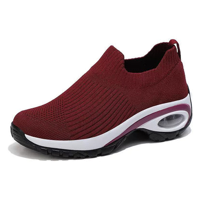 Women's Slip-On Sneakers Breathable Knit Air Cushion Sole