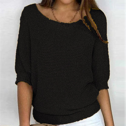 Women's Crew Neck Knitted Sweater