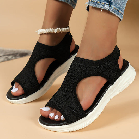 Women's Orthopedic Sandals Knit Upper Cushioned Sport Sole - Fashinoza