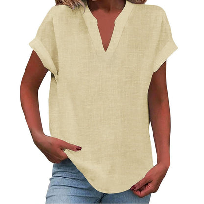 Women's Short Sleeve V-Neck Blouse