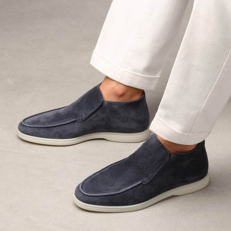 Men's Suede Loafer Shoes Elegant Calfskin Brown