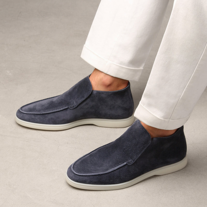 Men's Suede Loafer Shoes Elegant Calfskin Brown