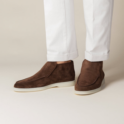 Men's Suede Loafer Shoes Elegant Calfskin Brown