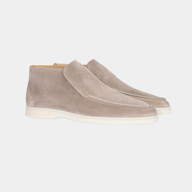 Men's Suede Loafer Shoes Elegant Calfskin Brown - Fashinoza
