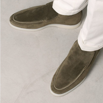 Men's Suede Loafer Shoes Elegant Calfskin Brown
