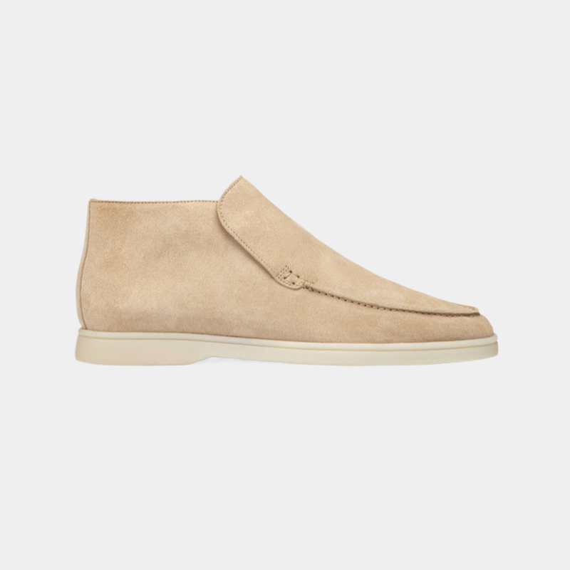 Men's Suede Loafer Shoes Elegant Calfskin Brown