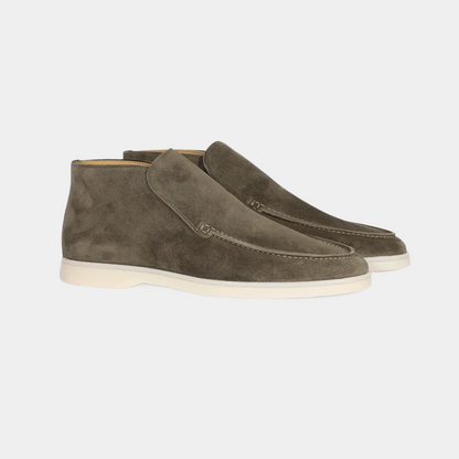 Men's Suede Loafer Shoes Elegant Calfskin Brown