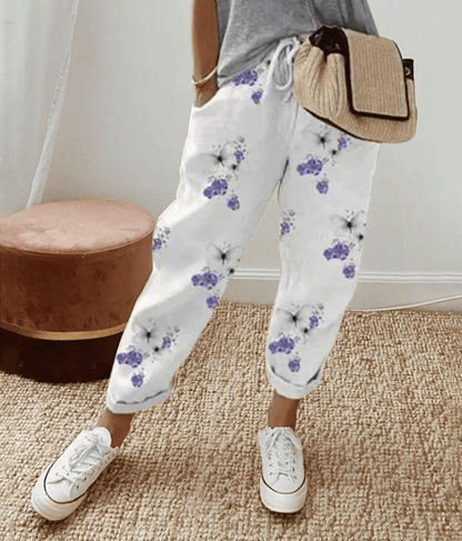 Women's Printed Trousers Comfort Waistband
