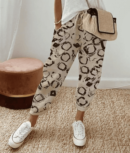 Women's Cropped Trousers Drawstring Waist