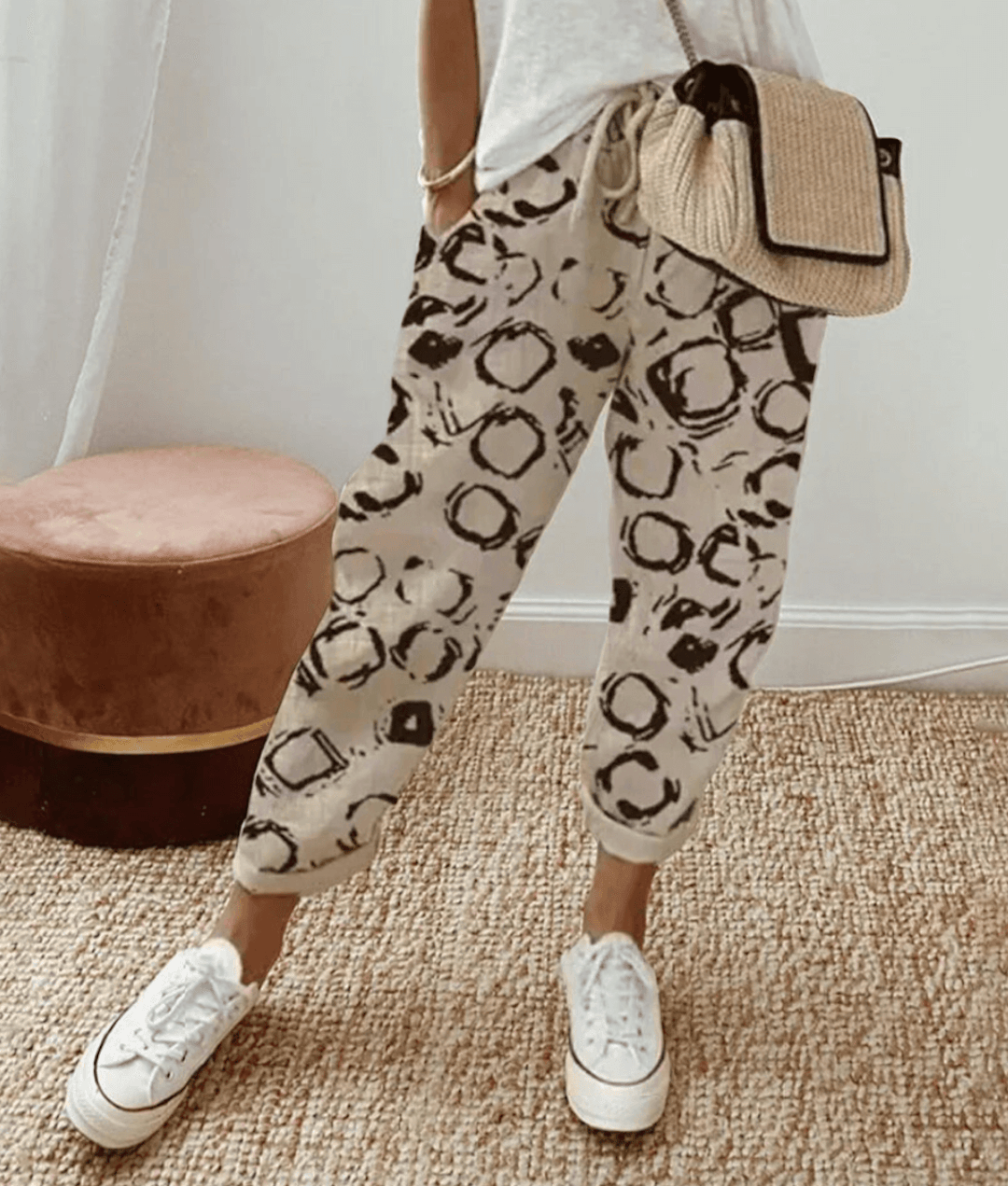 Women's Printed Trousers Comfort Waistband