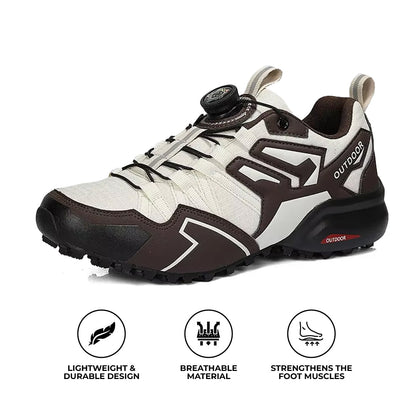 Orthopedic Hiking Shoes for Men Leather Walking Sneakers with Arch Support and Zip