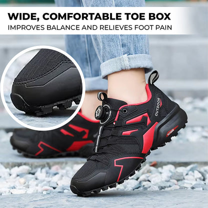 Orthopedic Hiking Shoes for Men Leather Walking Sneakers with Arch Support and Zip