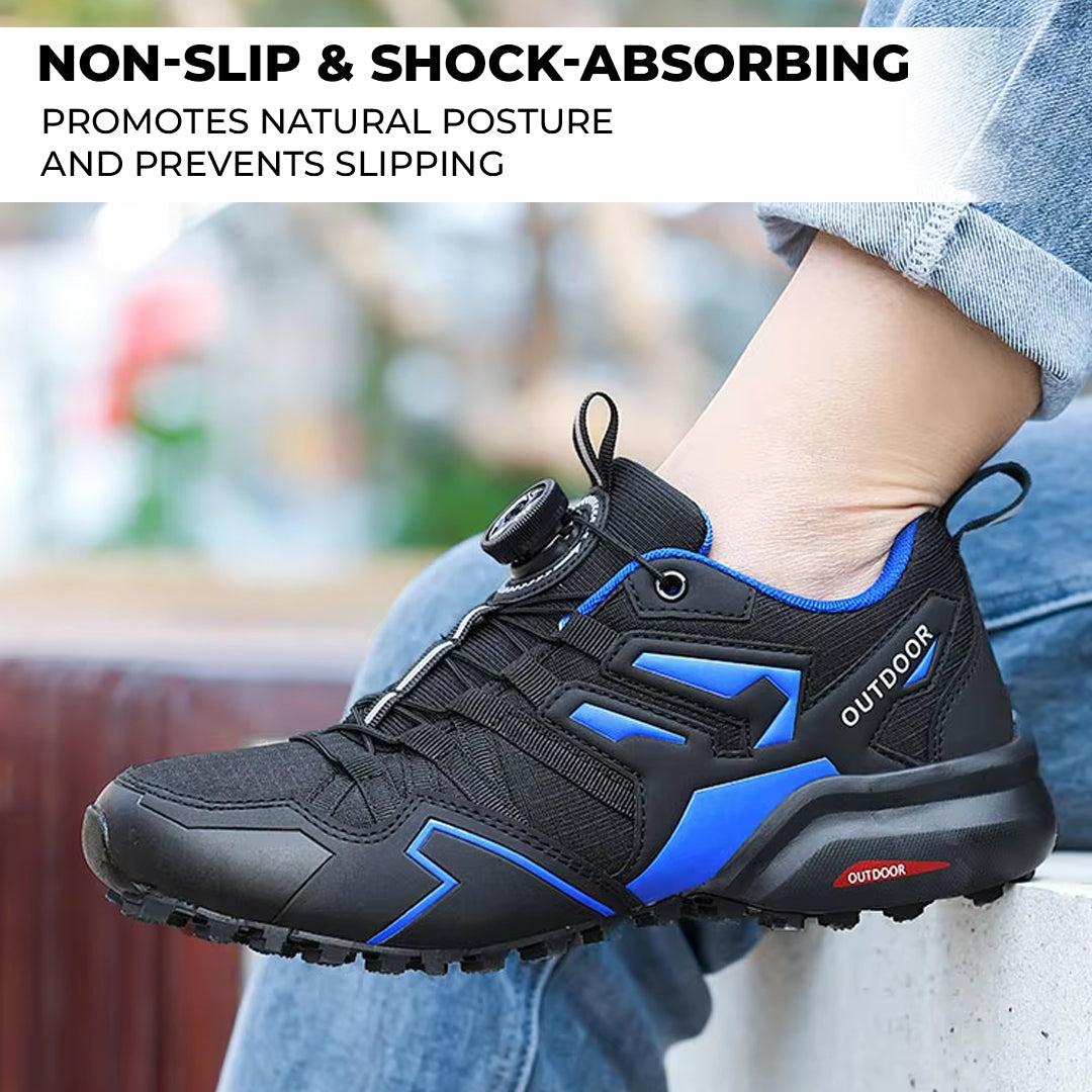 Orthopedic Hiking Shoes for Men Leather Walking Sneakers with Arch Support and Zip