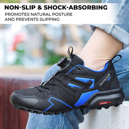 Orthopedic Hiking Shoes for Men Leather Walking Sneakers with Arch Support and Zip