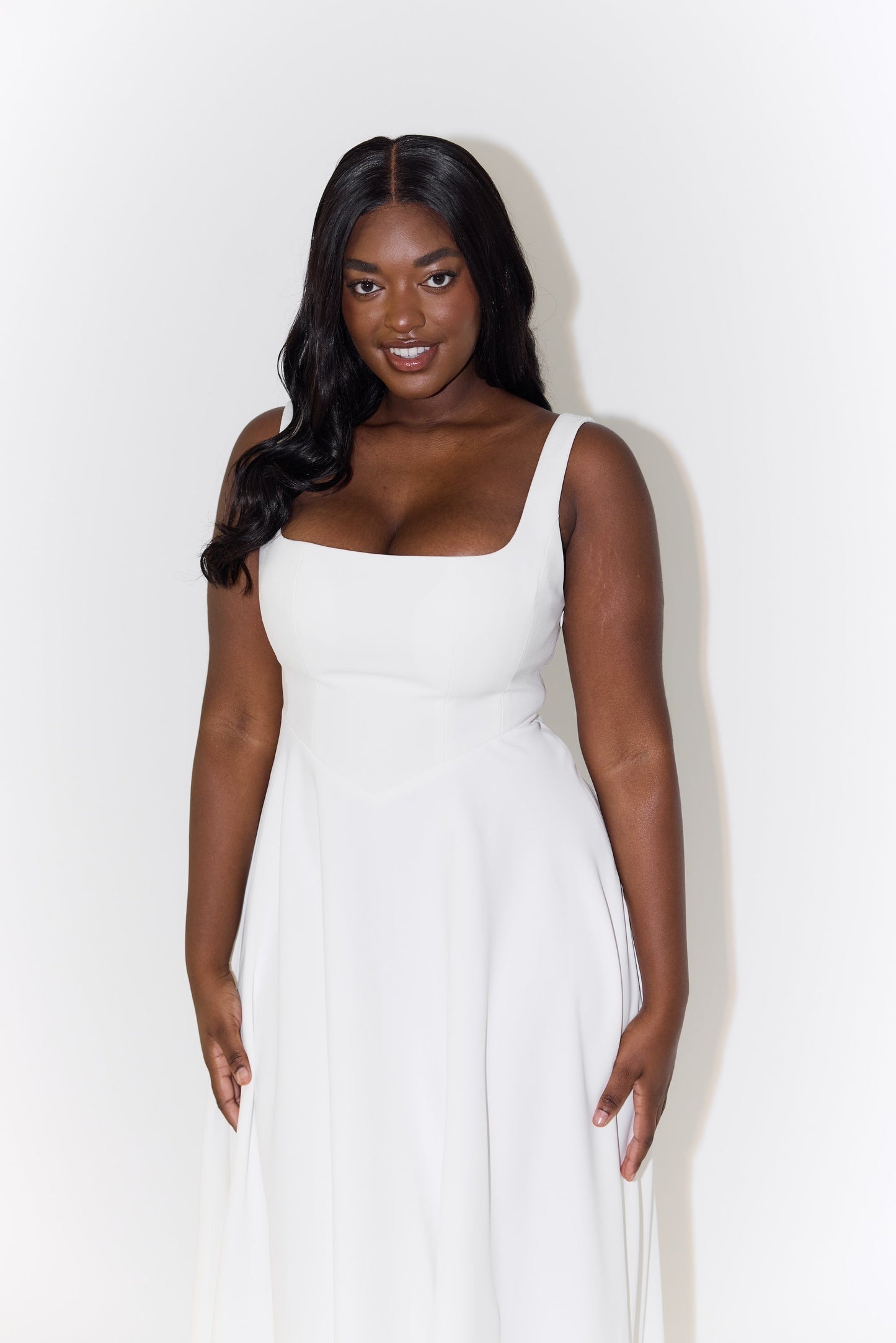 Women's Sleeveless Midi Dress Square Neckline