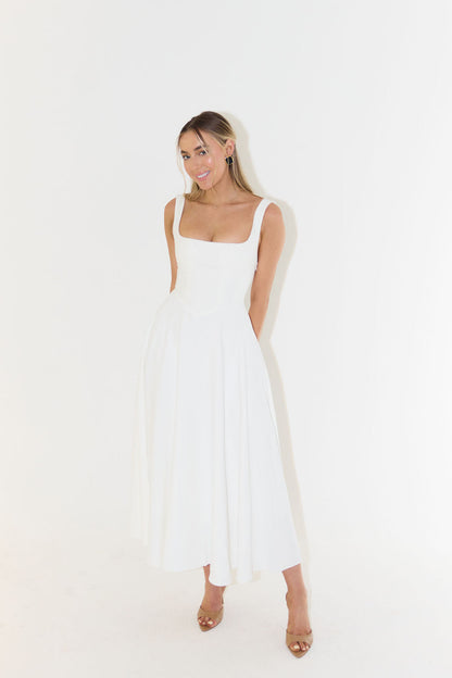 Women's Sleeveless Square Neck Midi Dress