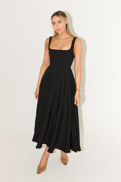 Women's Sleeveless Midi Dress Square Neckline