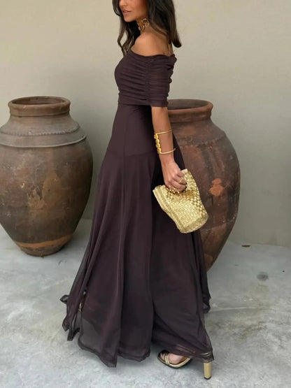 Off-Shoulder Black Maxi Dress for Women – Elegant & Flowing Design 2