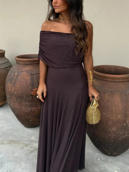 Off-Shoulder Black Maxi Dress for Women – Elegant & Flowing Design 8