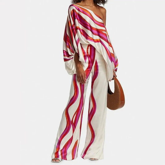 Women's Off Shoulder Two Piece Summer Outfit - 
Fashinoza