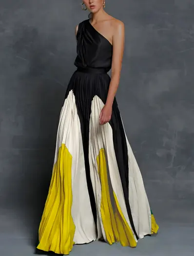 Women's Asymmetrical Maxi Dress One Shoulder Elegant - 
Fashinoza