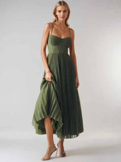 Women's Sleeveless Maxi Dress Pleated
