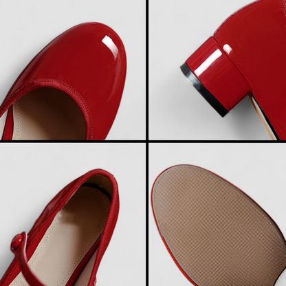 Women's Block Heel Mary Jane Shoes Buckle Strap