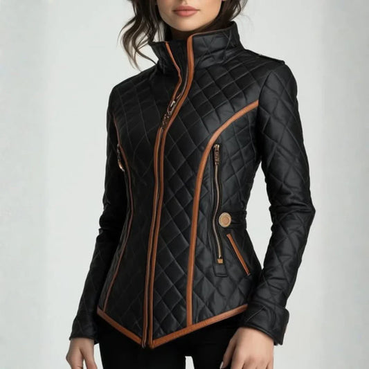Women’s Tailored Quilted Stand-Collar Jacket