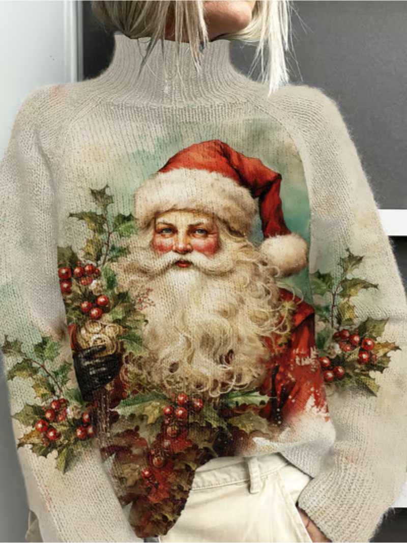 Christmas Sweater Vintage Santa Design - Fashinoza