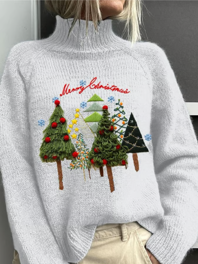 Women's Classic Christmas Sweater Elegant Red - Fashinoza