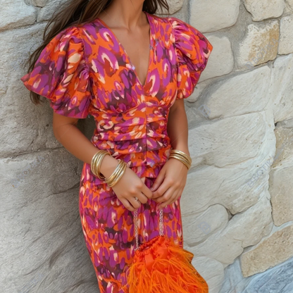 Women's Printed Wedding Guest Dress - Fashinoza
