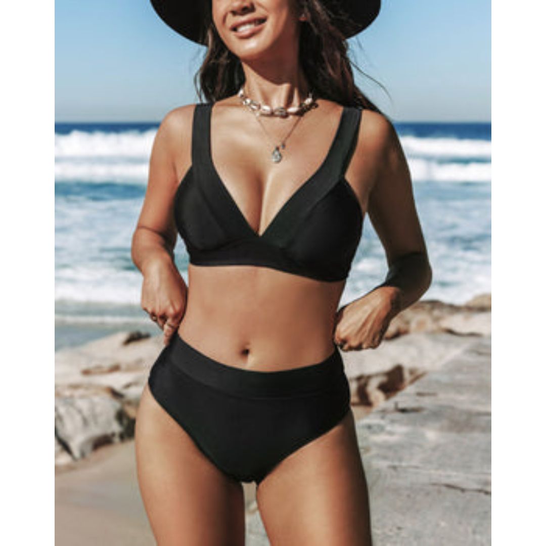 Women's High Waist Swimsuit Solid