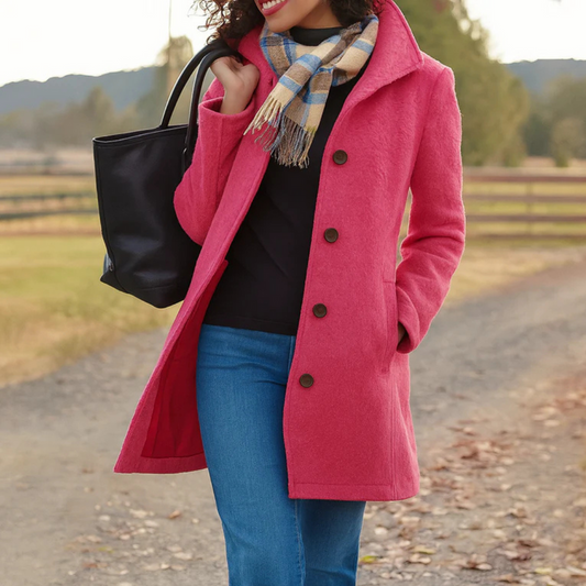 Women's Mid-Length Single-Breasted Coat - Fashinoza